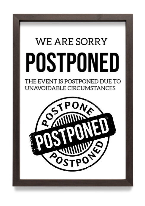 White Modern & Minimal Event Postponed A4 template