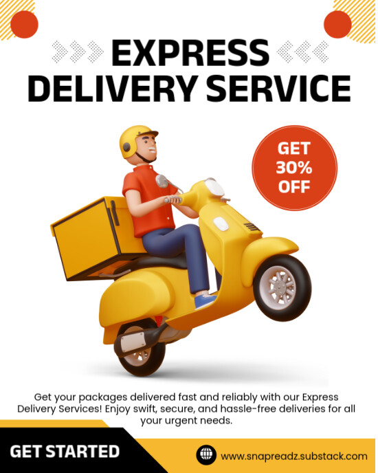 White Modern & Minimal Express Delivery Service  Instagram Portrait template