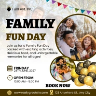 White Modern & Minimal Family Fun Day Square Carré (1:1) template