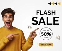 White Modern & Minimal Flash Sale Retail Flyer Medium Rectangle template