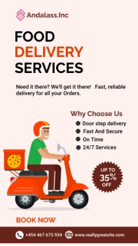 White Modern & Minimal Food Delivery Services Digital Display (9:16) template
