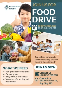 White Modern & Minimal Food Drive A4 template
