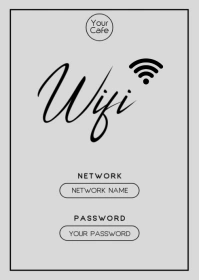 White Modern & Minimal Free Wifi Sign A6 template