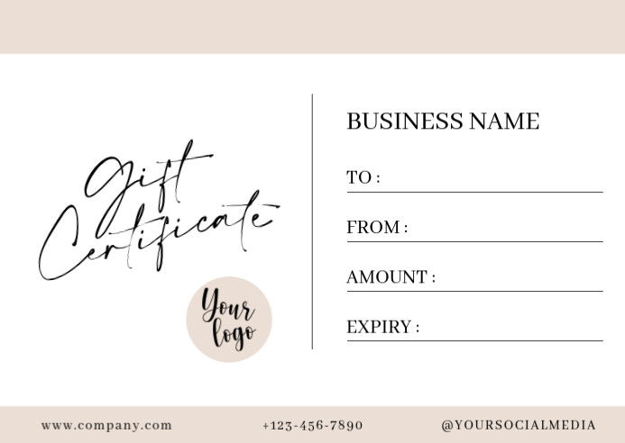 White Modern & Minimal Gift Certificate Template Postcard Cartolina