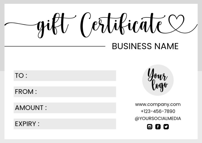 White Modern & Minimal Gift Certificate Template Postcard ไปรษณียบัตร