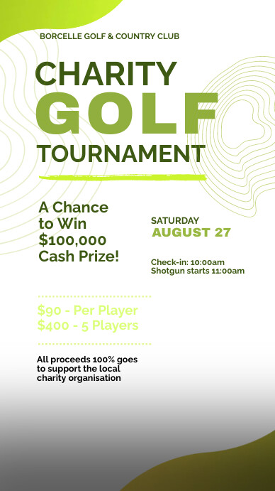 White Modern & Minimal Golf Tournament Instag Instagram Story template