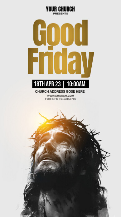 White Modern & Minimal Good Friday  Digital Display (9:16) template