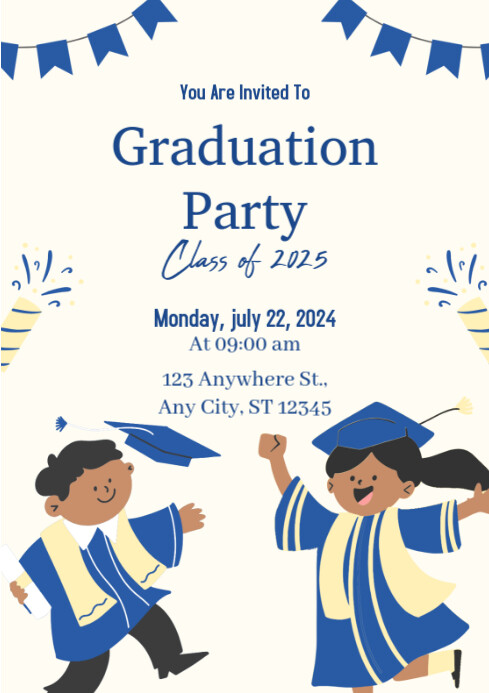 White Modern & Minimal Graduation Party  A4 template