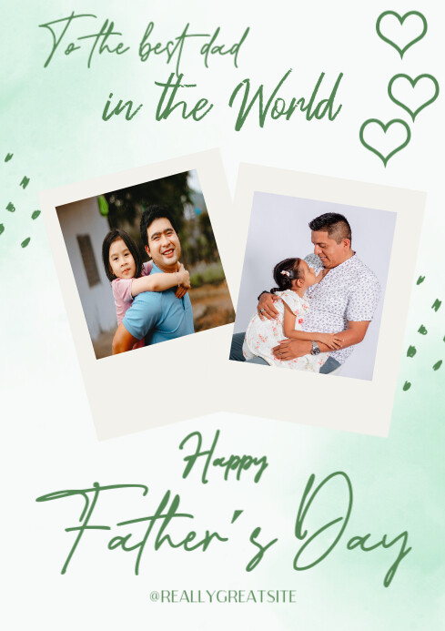 White Modern & Minimal Green Handwritten Father's Day Poster A4 template