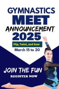 White Modern & Minimal Gymnastics Meet Announcement Poster Plakat template