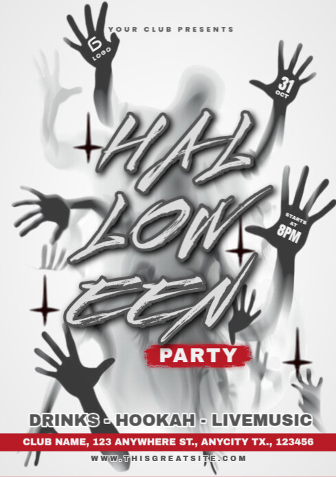 White Modern & Minimal Halloween Party A4 template