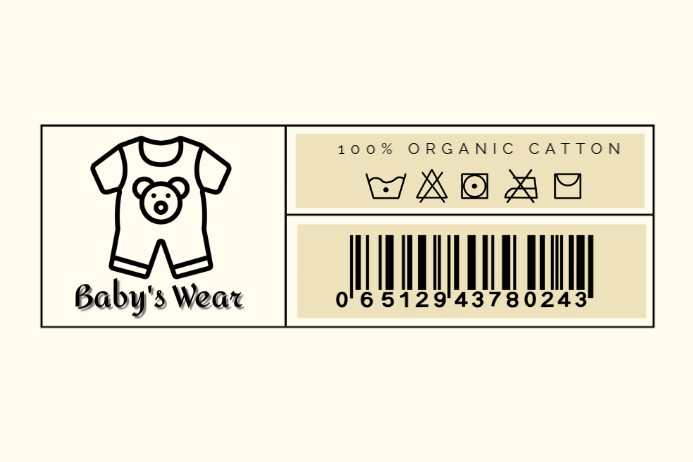 White Modern & Minimal Hang Tag And Label For Clothes, Baby Clothes, Simple Design For Label With So Этикетка template