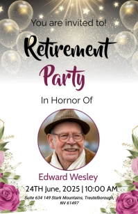 White Modern & Minimal Happr Retirement Party Tabloid template