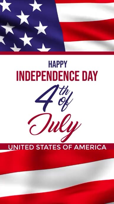 White Modern & Minimal Happy 4th Of July Reel Rolka Instagram template