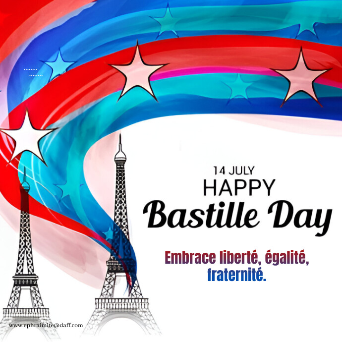 White Modern & Minimal Happy Bastille Day  Lo 徽标 template