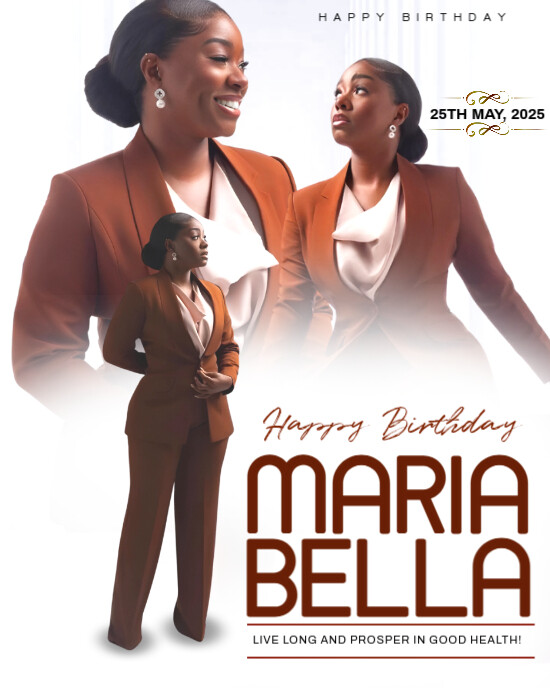 White Modern & Minimal Happy Birthday Flyer  Instagram Portrait template