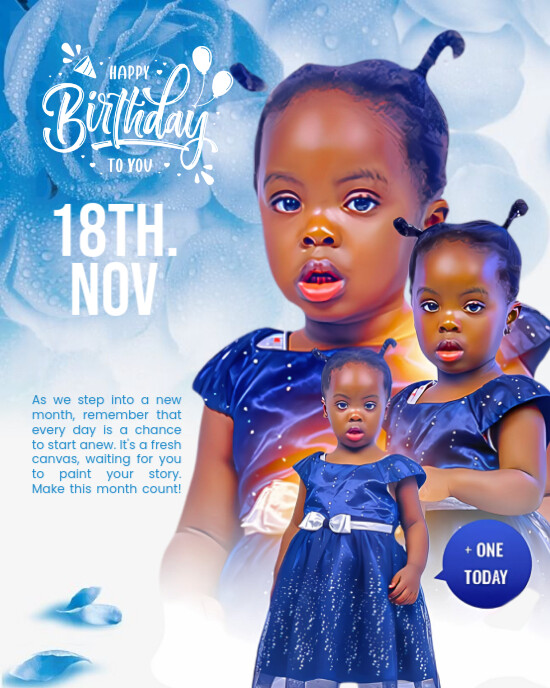 White Modern & Minimal Happy Birthday Flyer  Instagram Portrait template