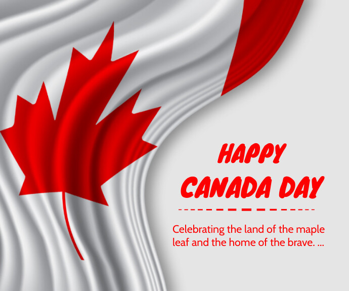 White Modern & Minimal Happy Canada Day  Medi Średni prostokąt template