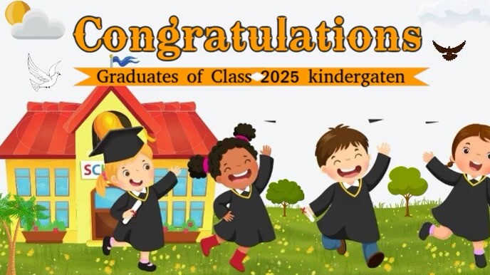 White Modern & Minimal Happy Graduation Digital Display (16:9) template