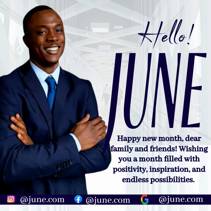 White Modern & Minimal Happy New Month of Jun Instagram Post template