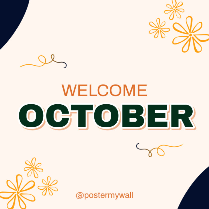 White Modern & Minimal Happy New Month Welcome October  Instagram Post Instagram-bericht template