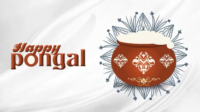 White Modern & Minimal Happy Pongal Digital Display (16:9) template