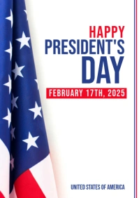 White Modern & Minimal Happy President's Day A1 template