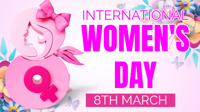 White Modern & Minimal Happy Women's Day Digital Display (16:9) template