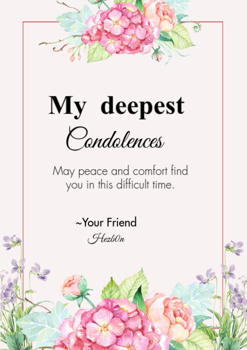 White Modern & Minimal Heartfelt Sympathy Card  A2 template