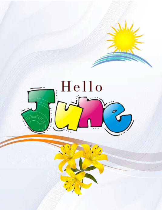 white Modern & Minimal Hello June Flyer (us Letter) template