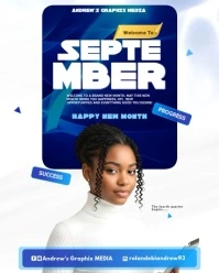 White Modern & Minimal Hello September Happy New Month Template  Instagram Portrait