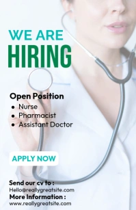 White Modern & Minimal Hiring Half Page Wide Полстраницы широкого формата template