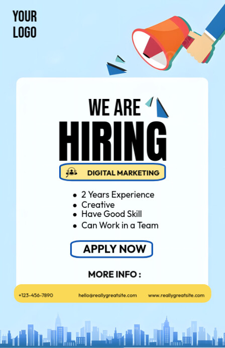 White Modern & Minimal Hiring Half Page Wide 半版 template