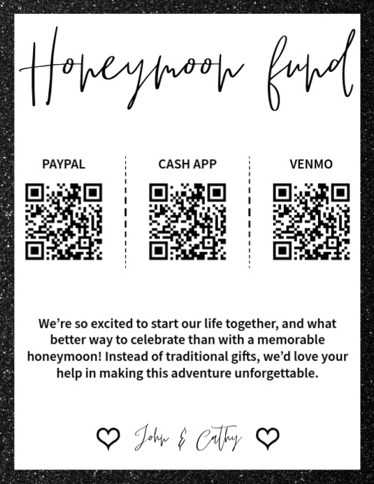 White Modern & Minimal Honeymoon Fund Qr Code Sign Flyer (us Letter) template