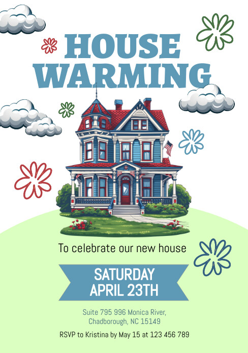 White Modern & Minimal House Warming A5 template