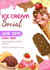 White Modern & Minimal Ice Cream Social A2 template