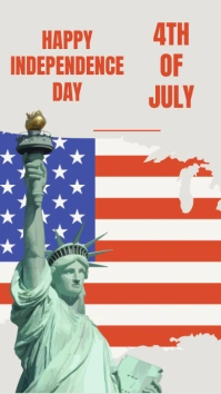 White Modern & Minimal Independence Day  Digi Digital Display (9:16) template