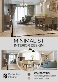 White Modern & Minimal Interior Design A3 template