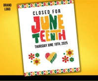 White Modern & Minimal Juneteenth Closure Announcement  Medium Rectangle Średni prostokąt template