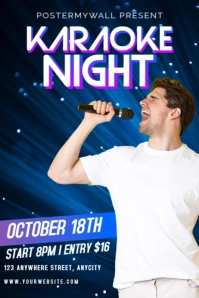 White Modern & Minimal Karaoke Night Poster template