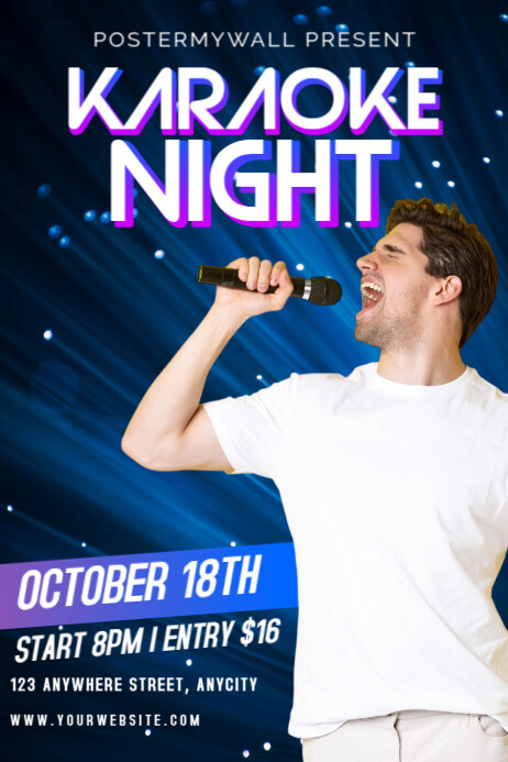 White Modern & Minimal Karaoke Night Poster 海报 template