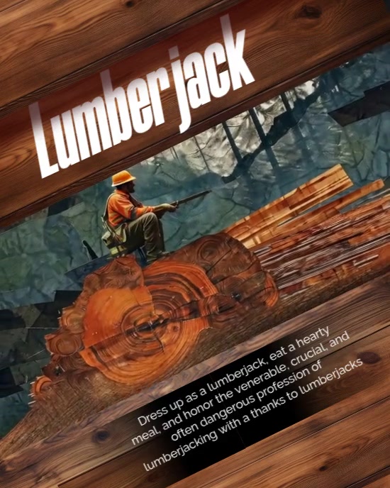 White Modern & Minimal Lumberjack Day Instagram Portrait template
