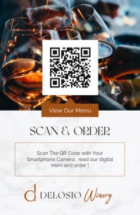 White Modern & Minimal Marble Kaki And Black Wine Bar Digital Menu Restaurant Qr Code Digital Menu P Mezza pagina Wide template