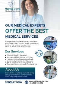 White Modern & Minimal Medical Services A2 template