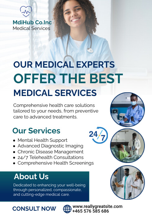 White Modern & Minimal Medical Services A2 template