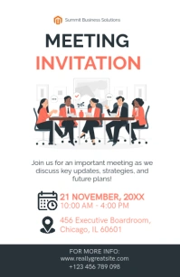 White Modern & Minimal Meeting Invitation Tabloid template