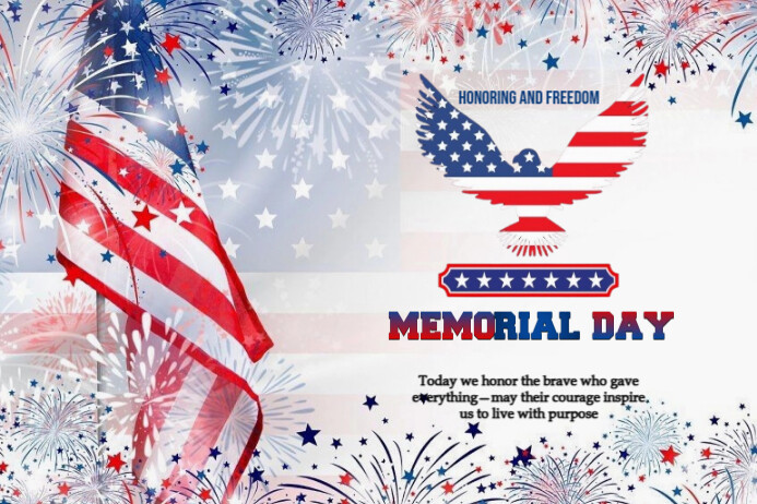 White Modern & Minimal Memorial Day Card Label Etykieta template