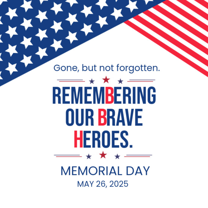 White Modern & Minimal Memorial Day Instagram Post Template | PosterMyWall