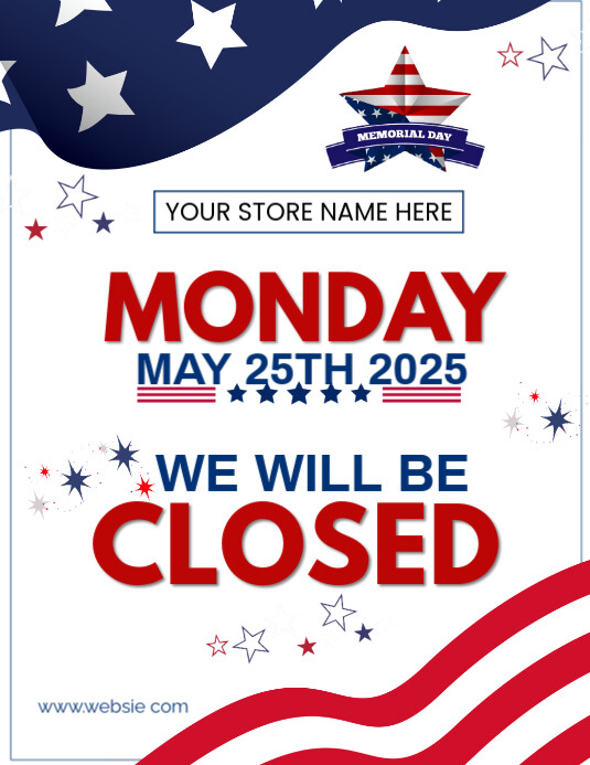 White Modern & Minimal Memorial Day Notice Flyer (us Letter) template
