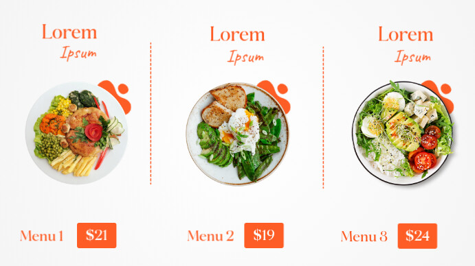 White Modern & Minimal Menu Board Display Template Digital Display (16:9)